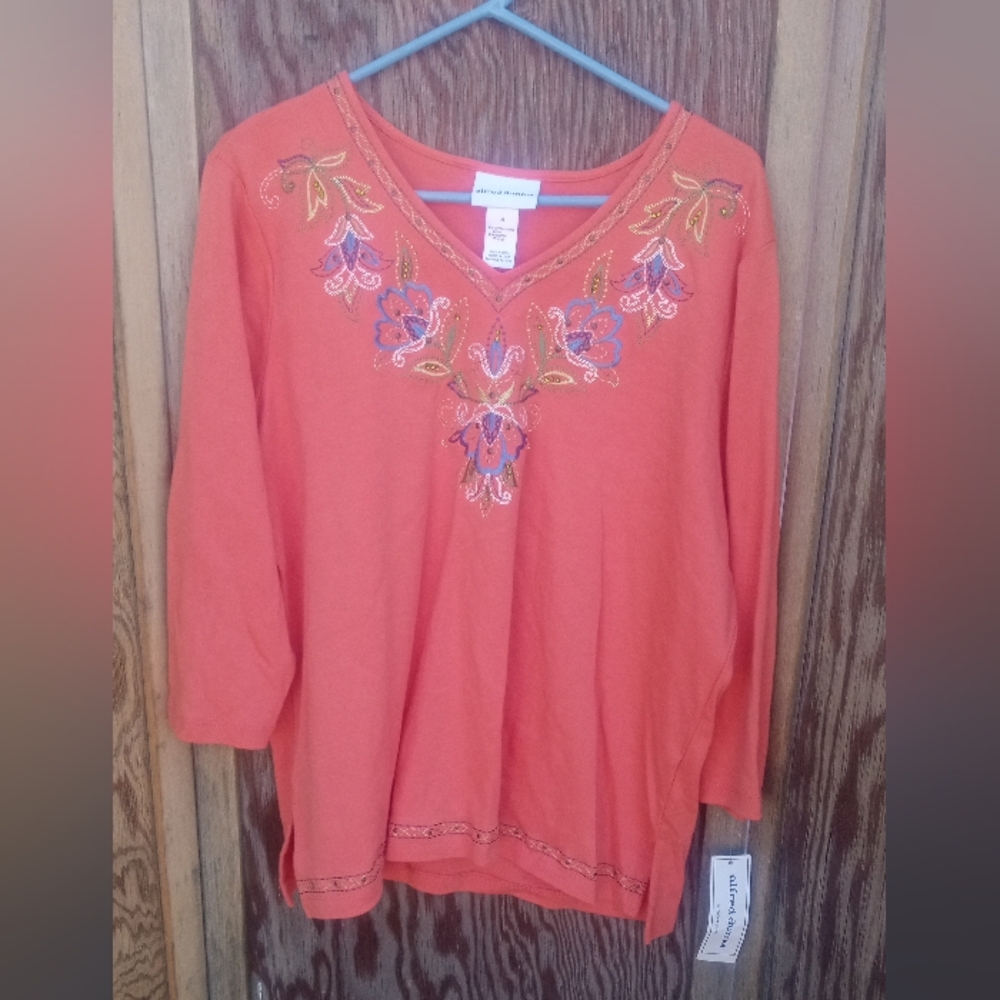 Embroidered Orange Top